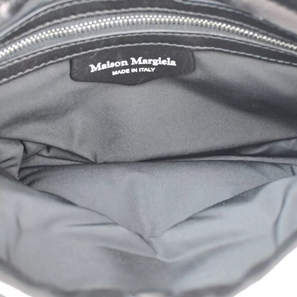 MAISON MARGIELA Logo Glam Slam Chain Clutch Hand Bag Leather Black Silve 40RF146 - Picture 9 of 15